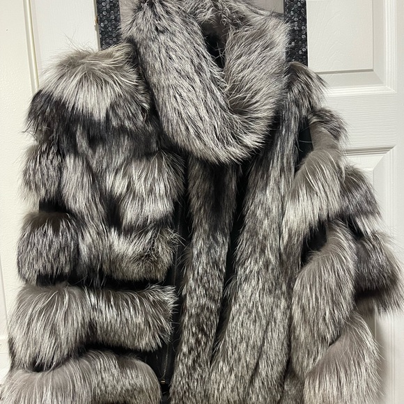 Silver Fox Fur Poncho with matching Headband